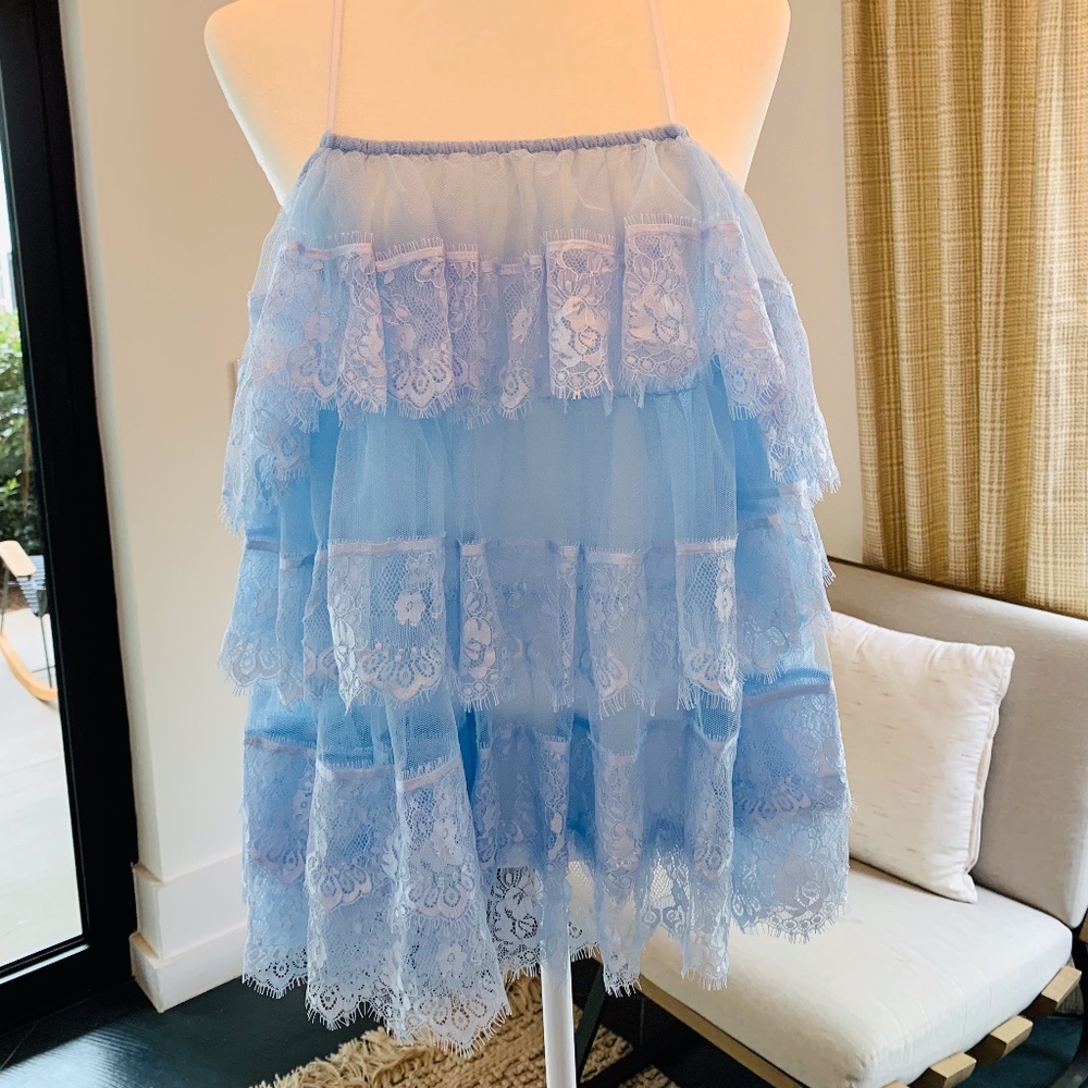NEW Free People Party Please Ruffle Lace Tunic Slip, NWT, Size S